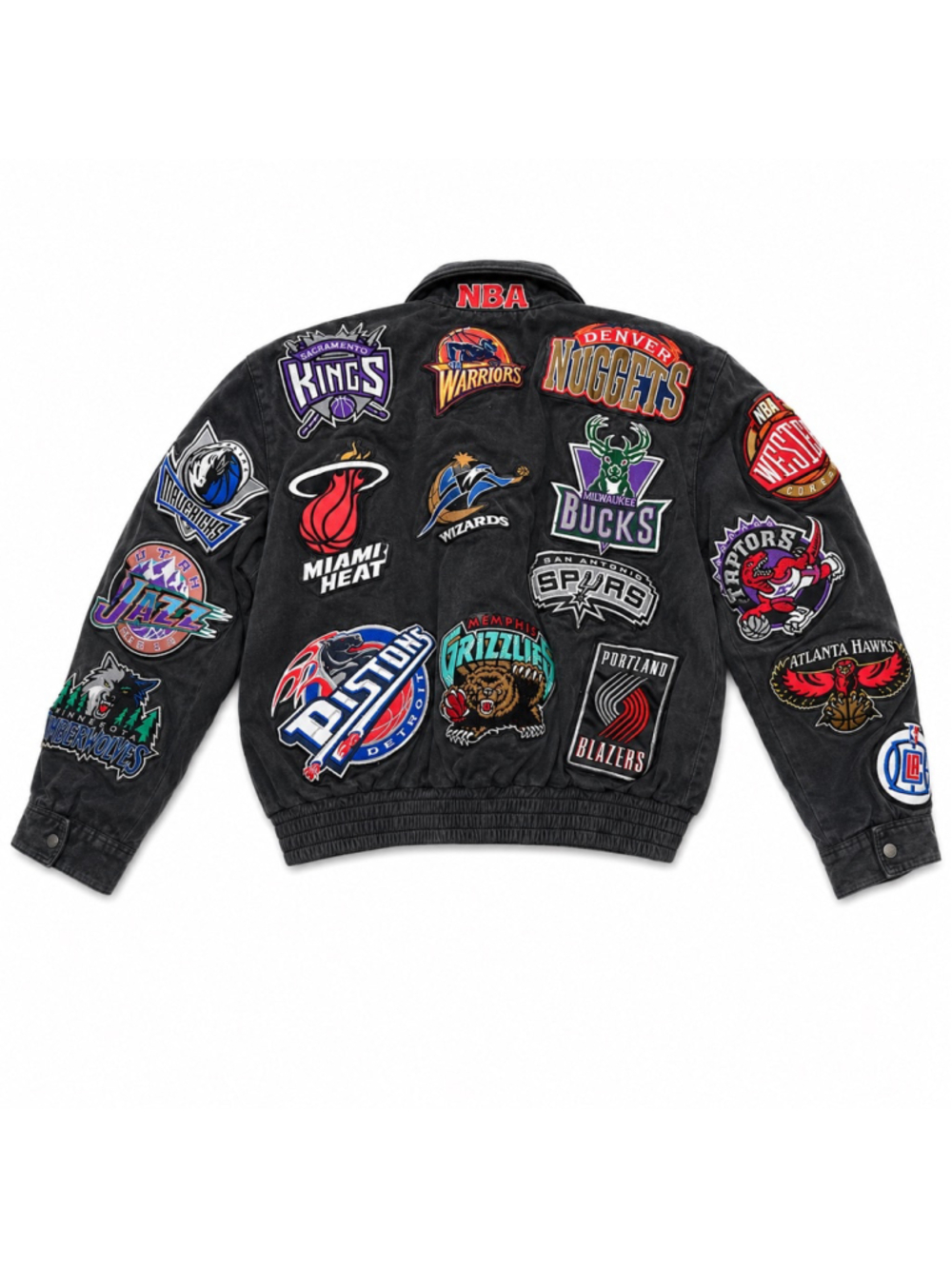 Vintage Jeff Hamilton NBA Patch Leather Bomber Jacket XL Rare Y2K Streetwear - Picture 15 of 16